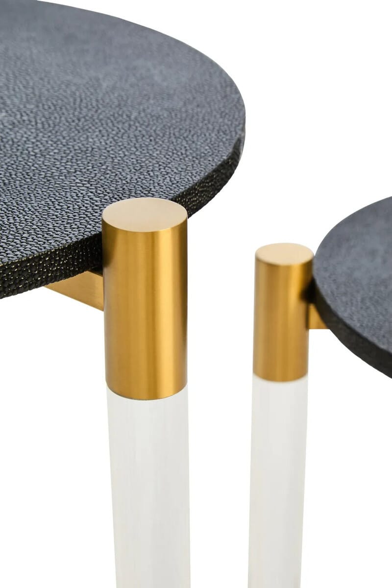 Esperance Living Cardona Set Of Two Black Shagreen Effect Side Tables House of Isabella UK