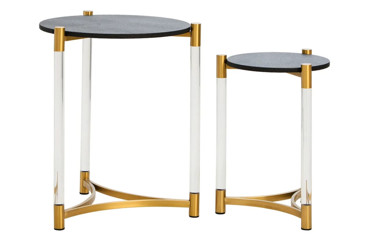 Esperance Living Cardona Set Of Two Black Shagreen Effect Side Tables House of Isabella UK