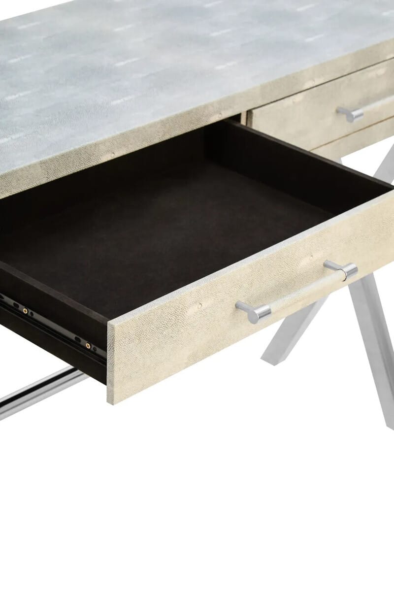 Esperance Living Cardona Two Drawer Grey Shagreen Effect Console Table House of Isabella UK