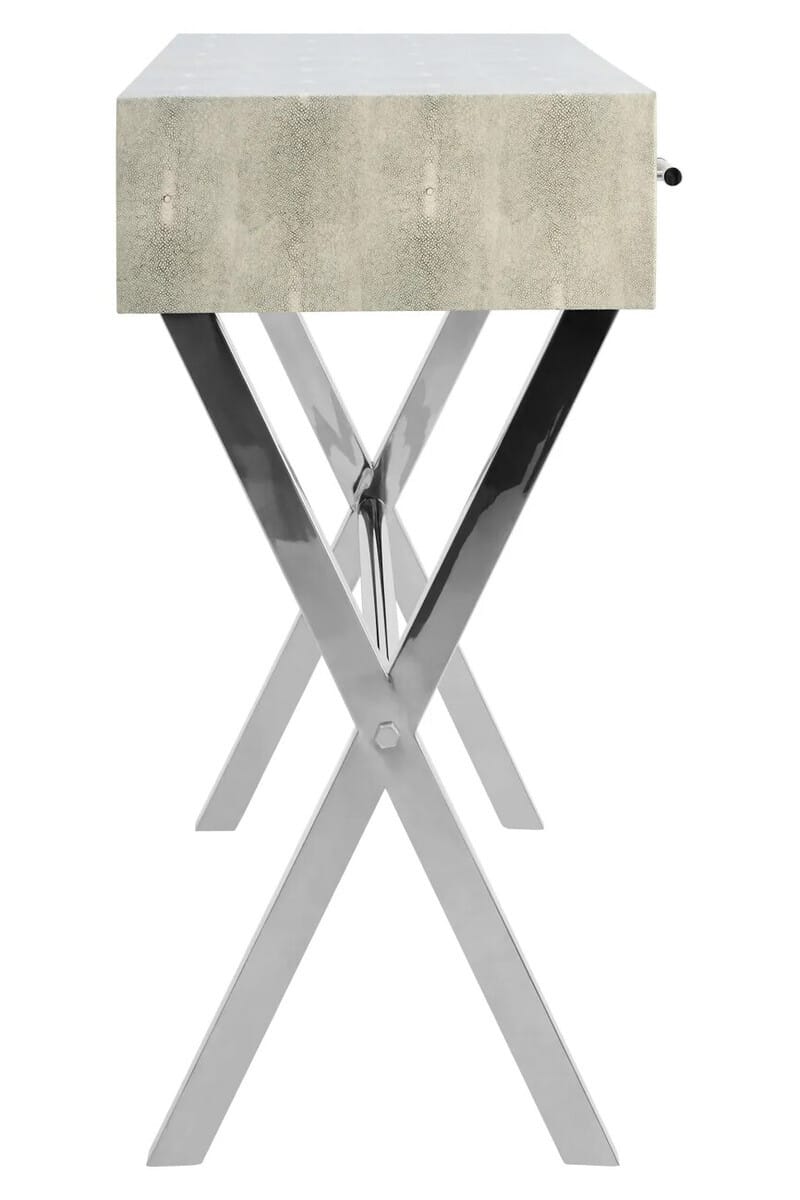 Esperance Living Cardona Two Drawer Grey Shagreen Effect Console Table House of Isabella UK