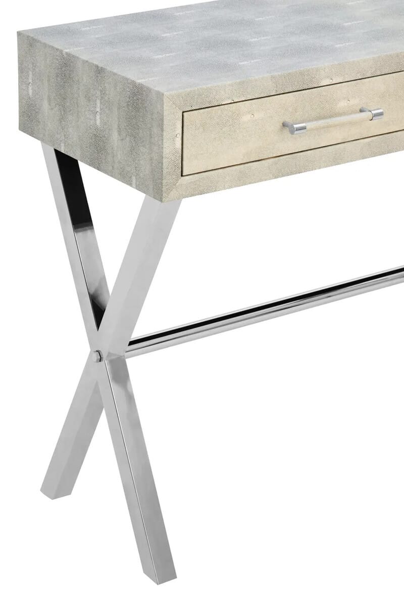 Esperance Living Cardona Two Drawer Grey Shagreen Effect Console Table House of Isabella UK
