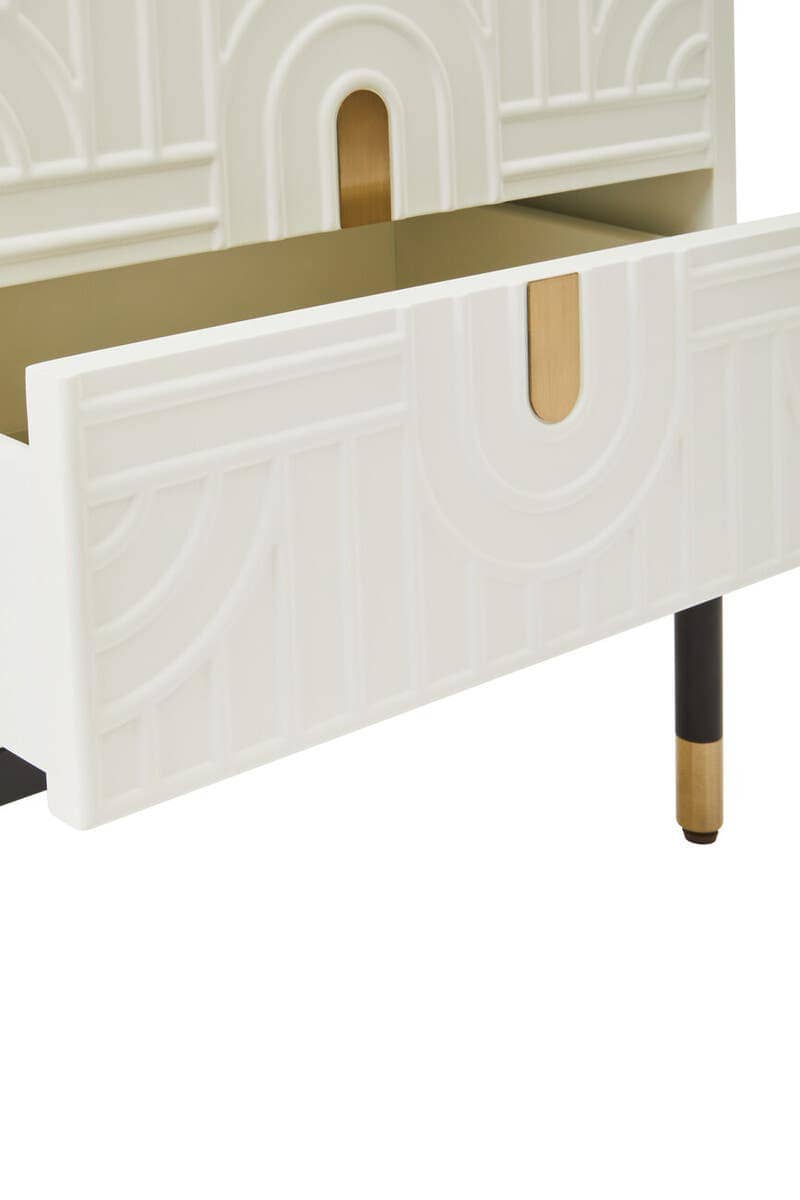 Esperance Living Danta Off White 2 Drawer Side Table House of Isabella UK