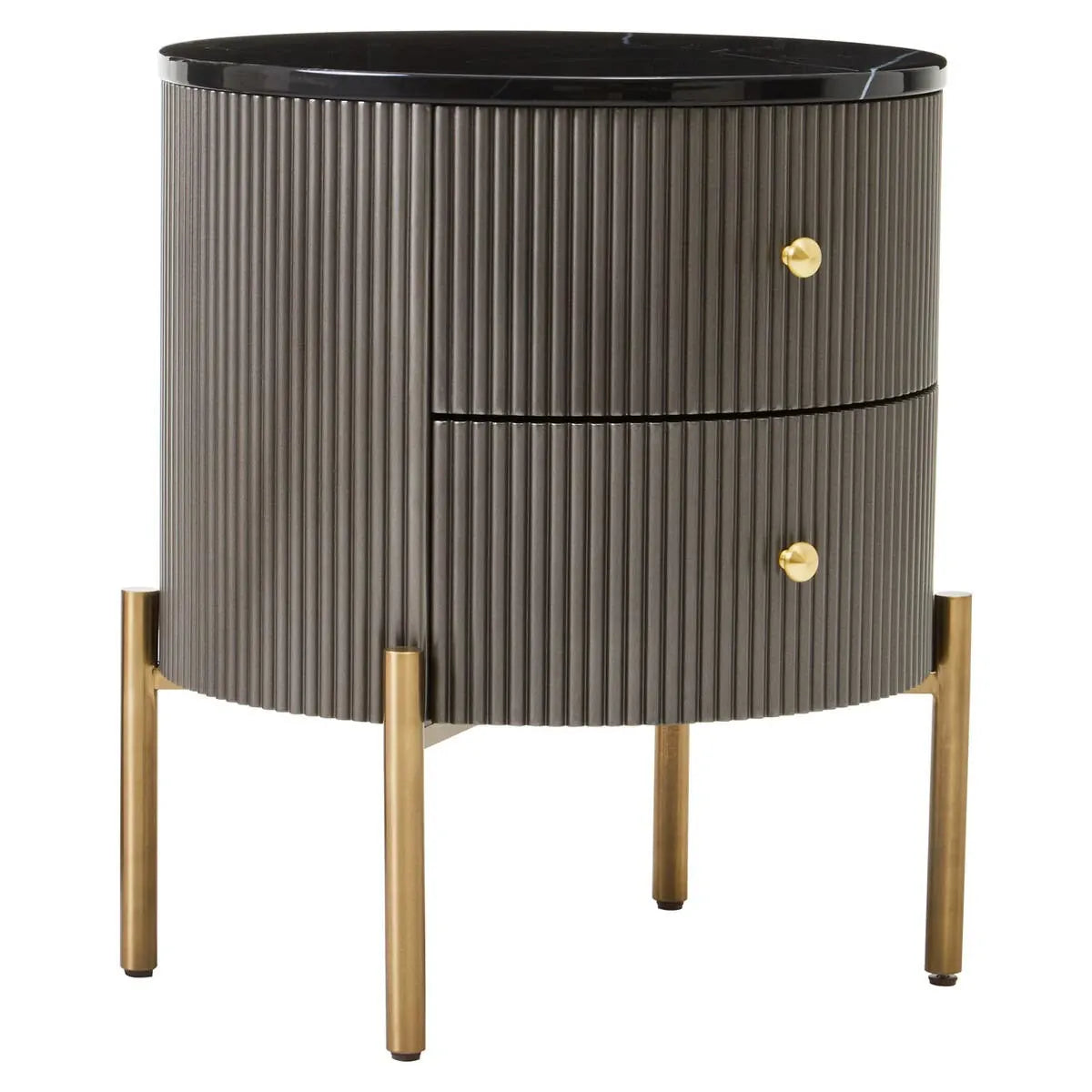 Esperance Living Dervio Grey Two Drawer Chest with Black Marble Top House of Isabella UK