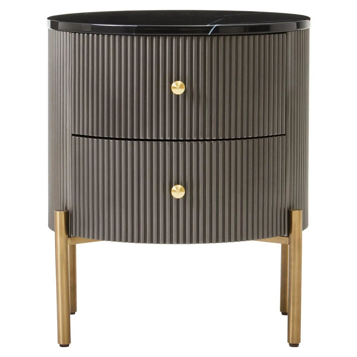 Esperance Living Dervio Grey Two Drawer Chest with Black Marble Top House of Isabella UK