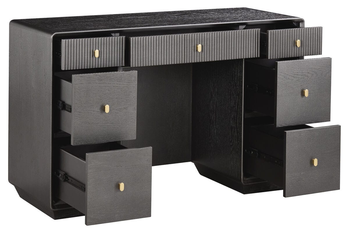 Esperance Living Dorsino Brown Grey Wood Veneer Seven Drawer Dressing Table House of Isabella UK