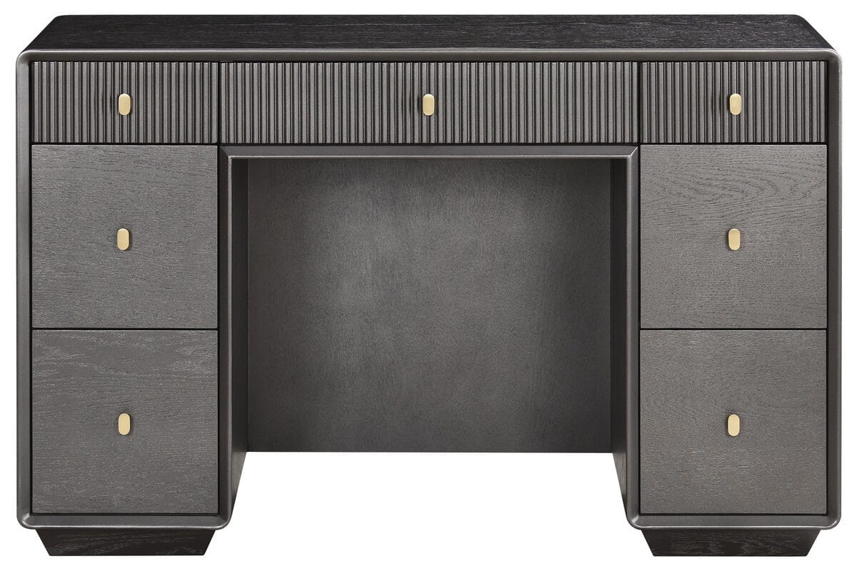 Esperance Living Dorsino Brown Grey Wood Veneer Seven Drawer Dressing Table House of Isabella UK