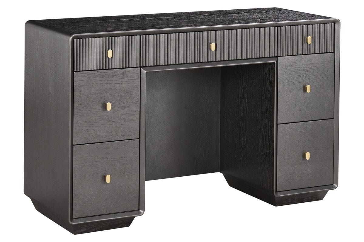 Esperance Living Dorsino Brown Grey Wood Veneer Seven Drawer Dressing Table House of Isabella UK