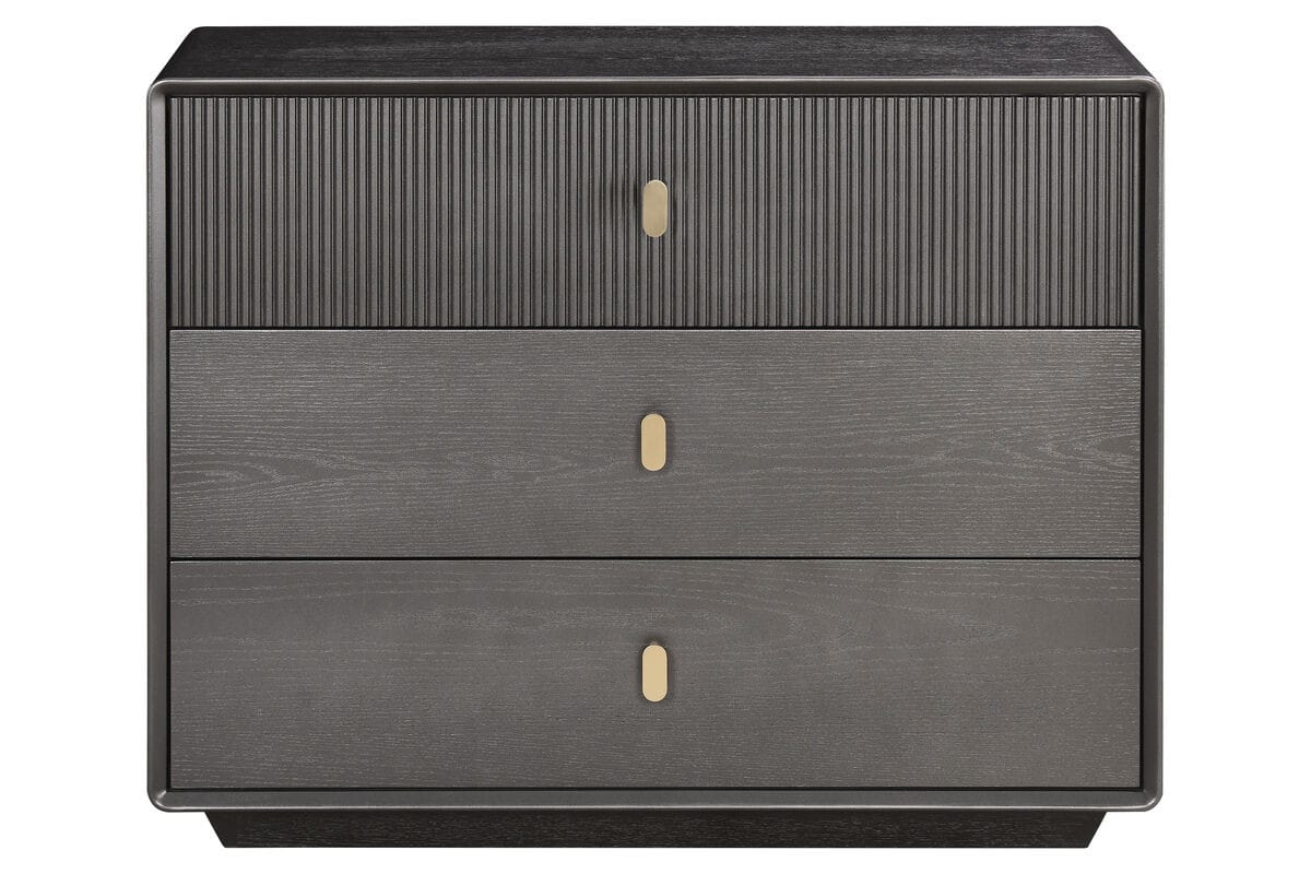 Esperance Living Dorsino Brown Grey Wood Veneer Three Drawer Chest House of Isabella UK