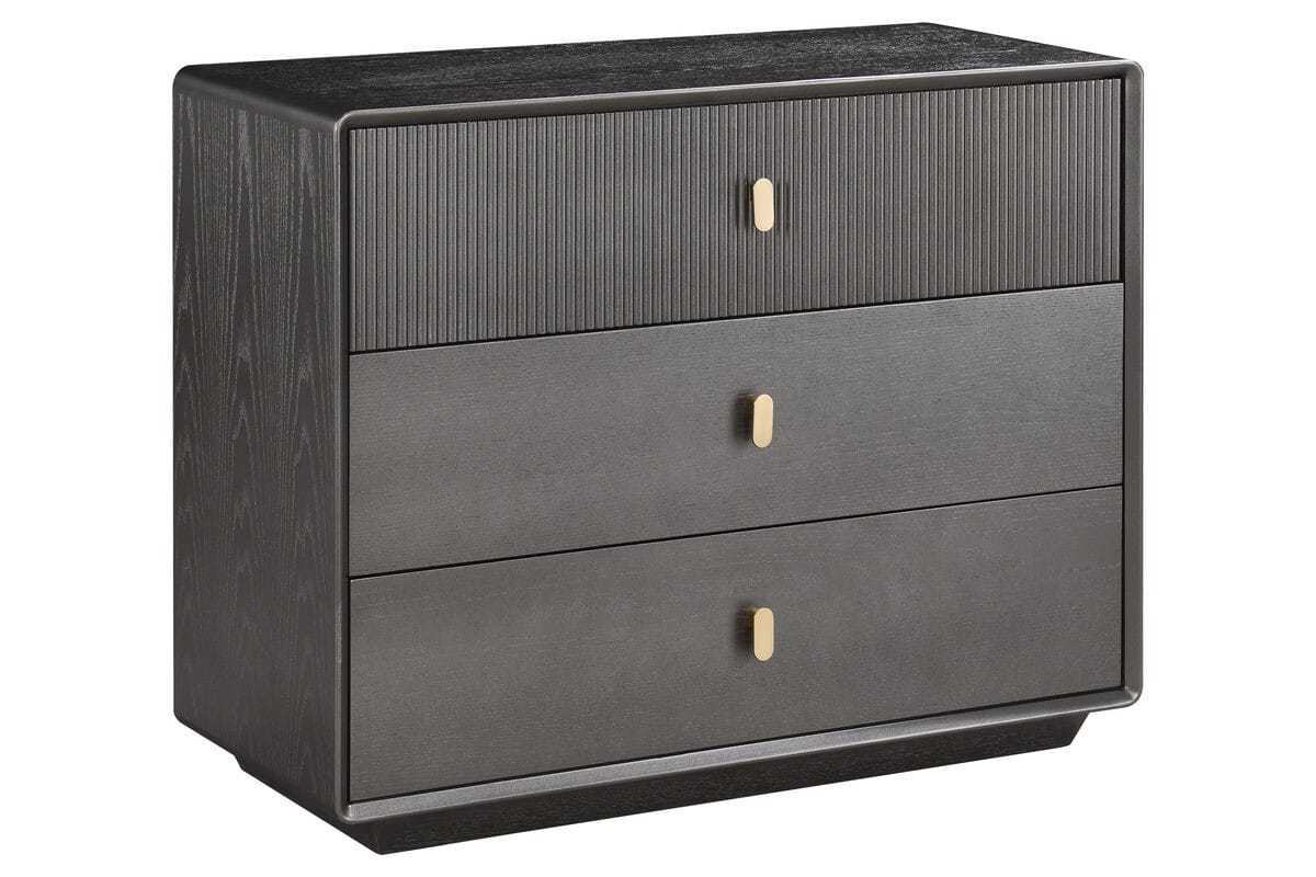 Esperance Living Dorsino Brown Grey Wood Veneer Three Drawer Chest House of Isabella UK