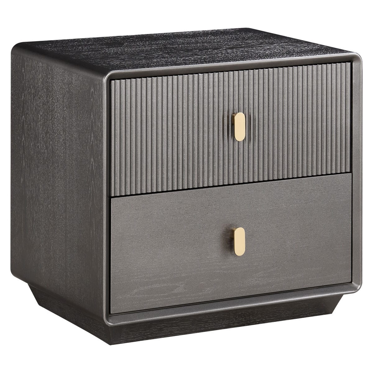 Esperance Living Dorsino Brown Grey Wood Veneer Two Drawer Bedside Table House of Isabella UK