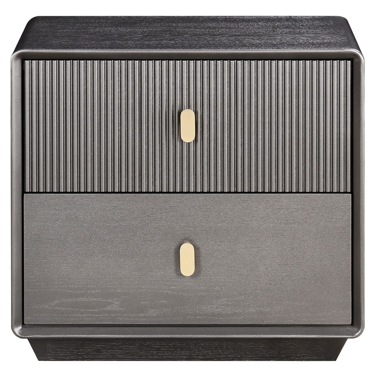 Esperance Living Dorsino Brown Grey Wood Veneer Two Drawer Bedside Table House of Isabella UK