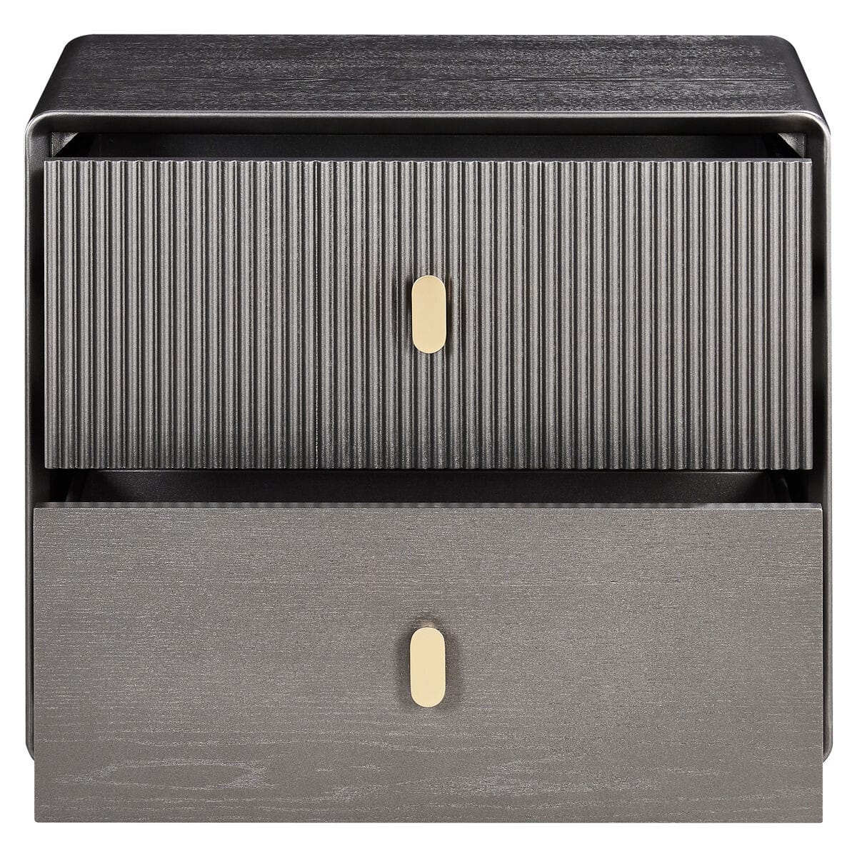 Esperance Living Dorsino Brown Grey Wood Veneer Two Drawer Bedside Table House of Isabella UK