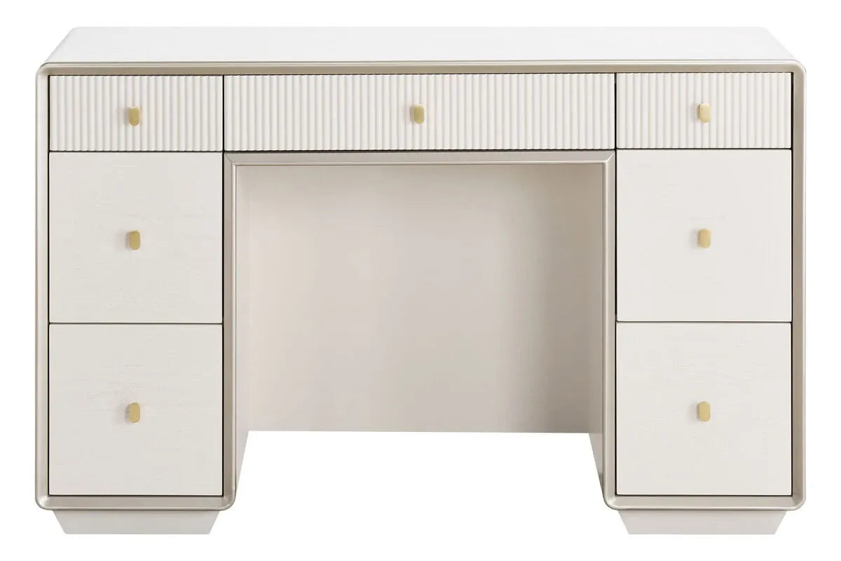 Esperance Living Dorsino Ivory Wood Veneer Seven Drawer Dressing Table House of Isabella UK