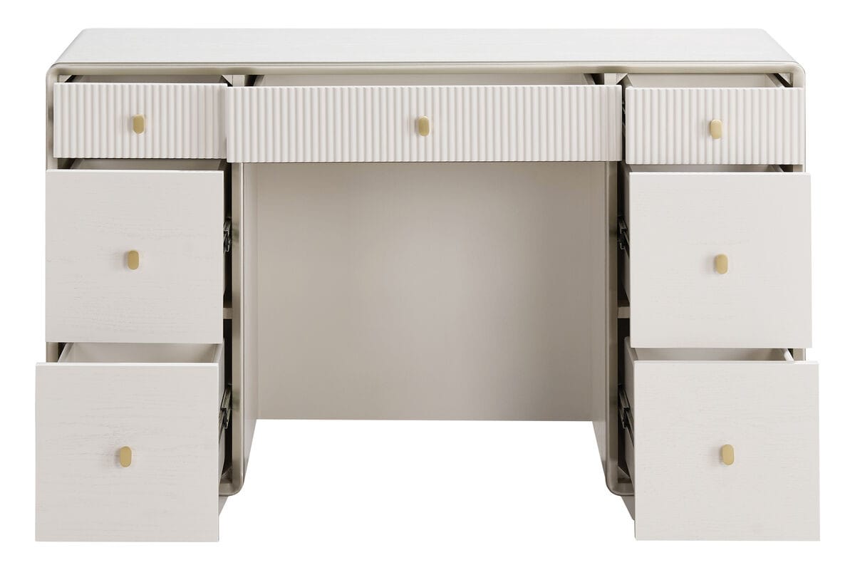 Esperance Living Dorsino Ivory Wood Veneer Seven Drawer Dressing Table House of Isabella UK