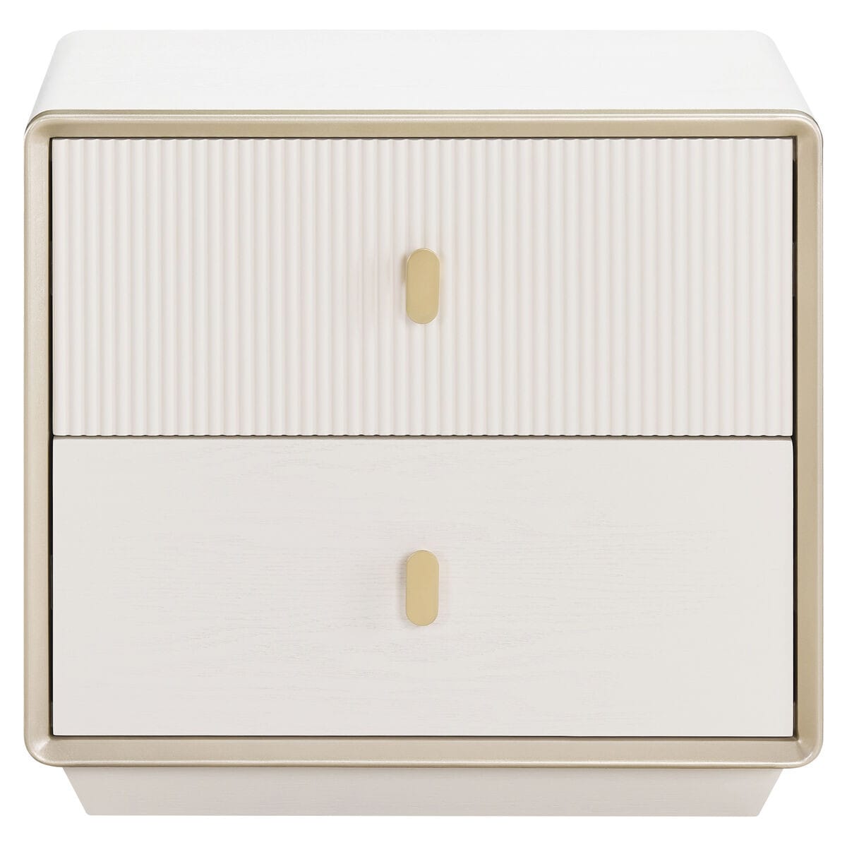 Esperance Living Dorsino Ivory Wood Veneer Two Drawer Bedside Table House of Isabella UK