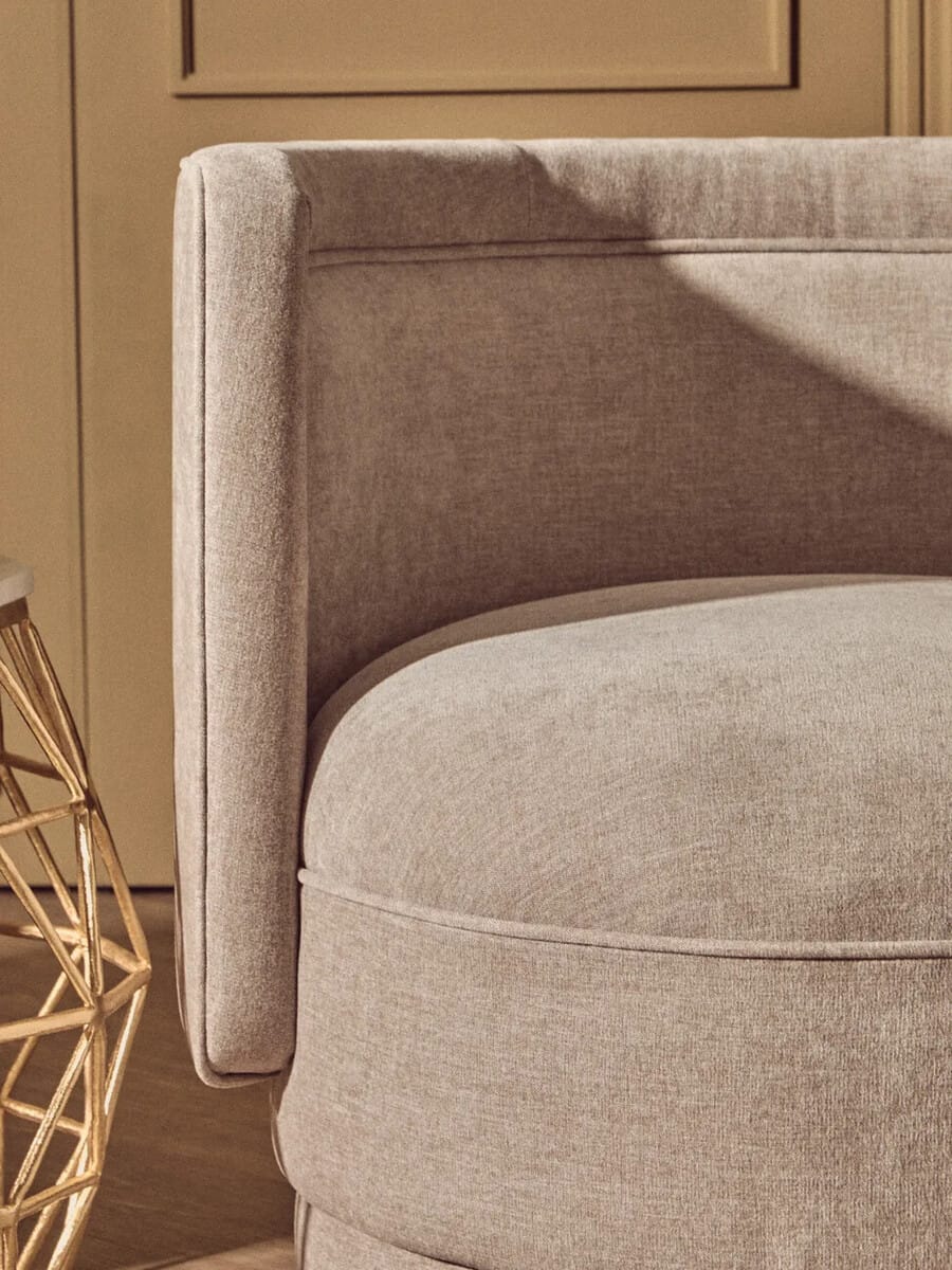 Esperance Living Drake Taupe Chenille Effect Curved Chair House of Isabella UK