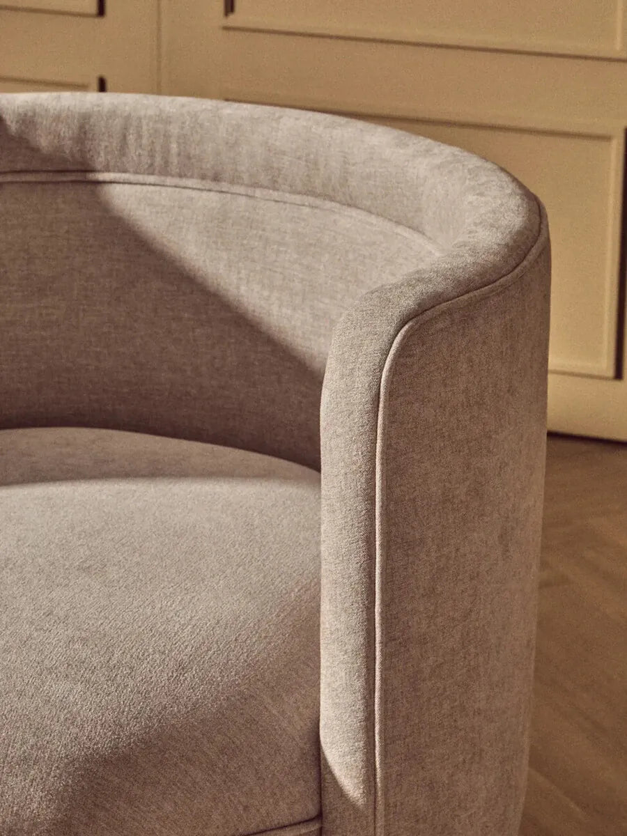 Esperance Living Drake Taupe Chenille Effect Curved Chair House of Isabella UK
