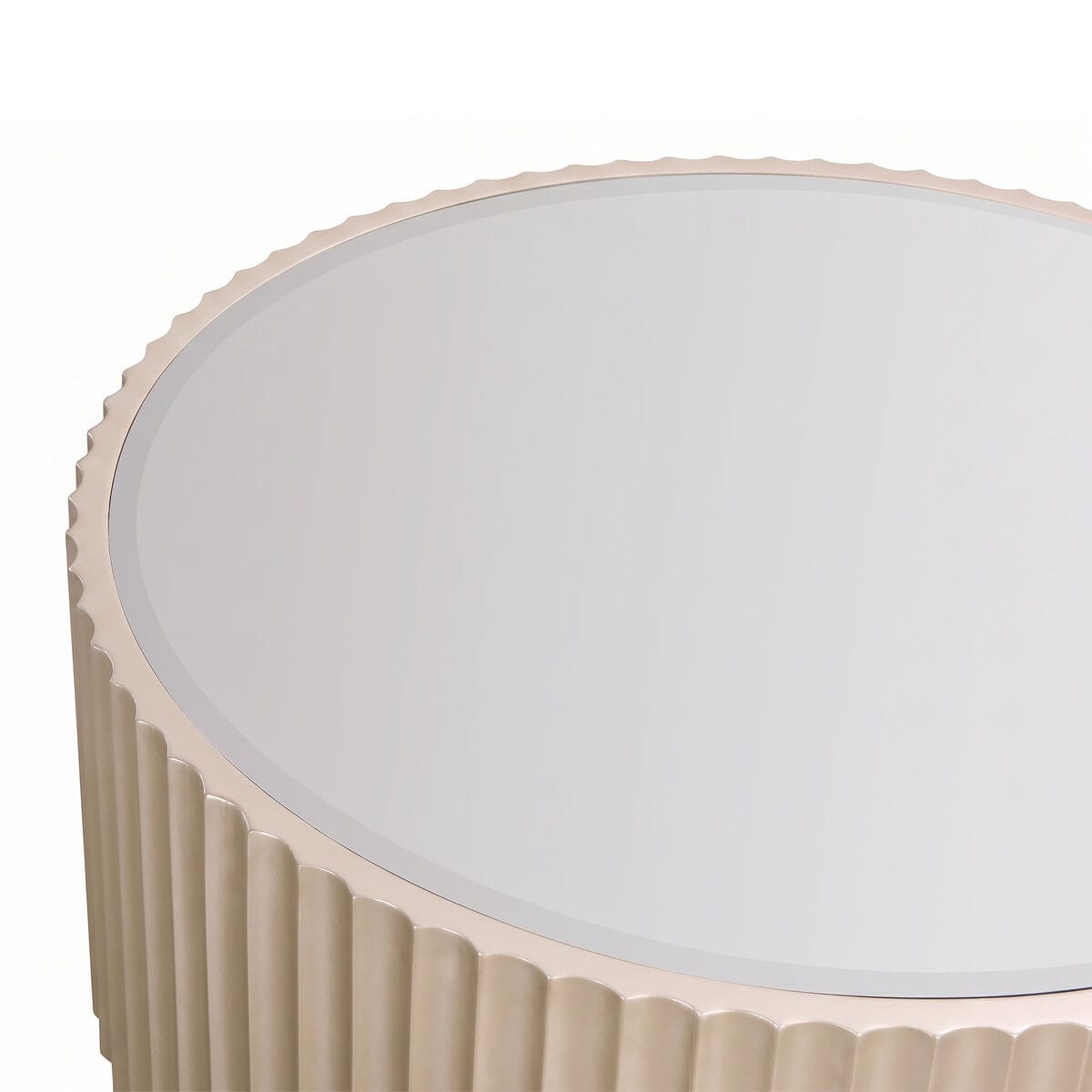 Esperance Living Dusino Champagne Gold Finish Flute Detail Coffee Table with Glass Top House of Isabella UK