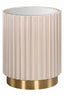 Esperance Living Dusino Champagne Gold Finish Flute Detail Side Table with Glass Top House of Isabella UK
