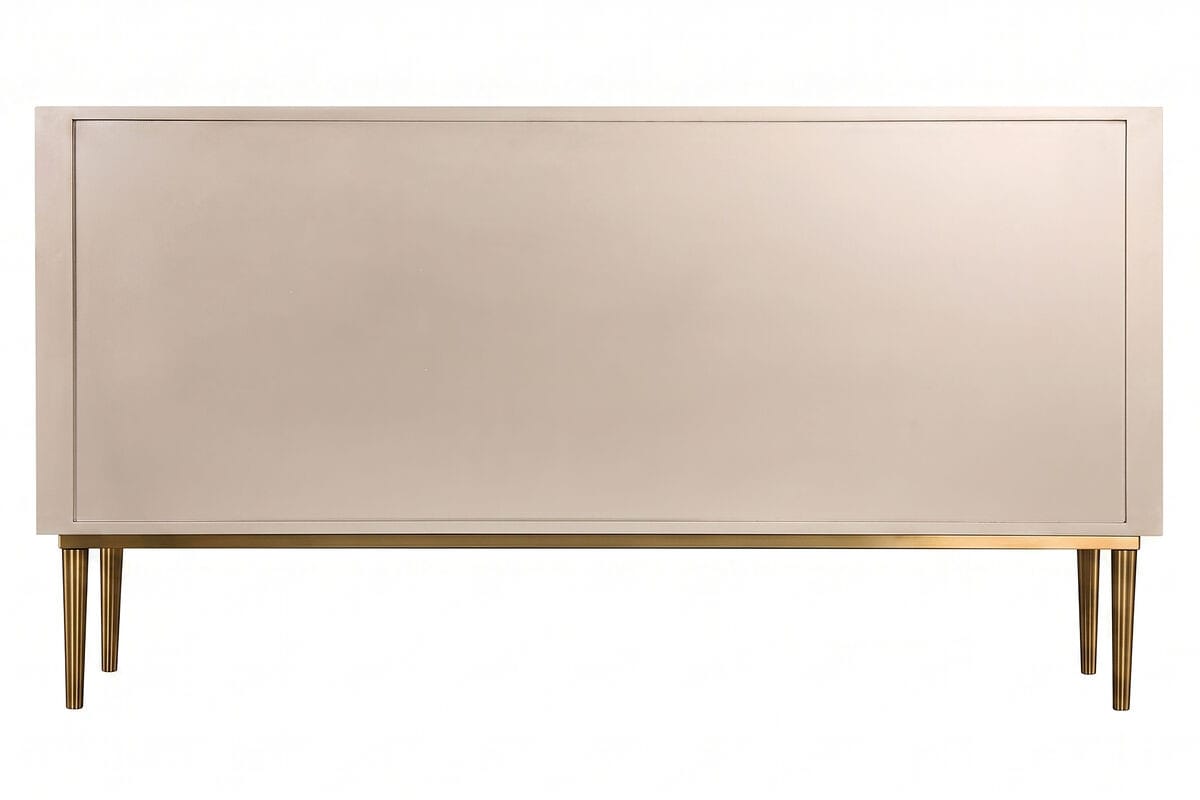 Esperance Living Dusino Champagne Gold Finish Three Door Flute Detail Sideboard House of Isabella UK