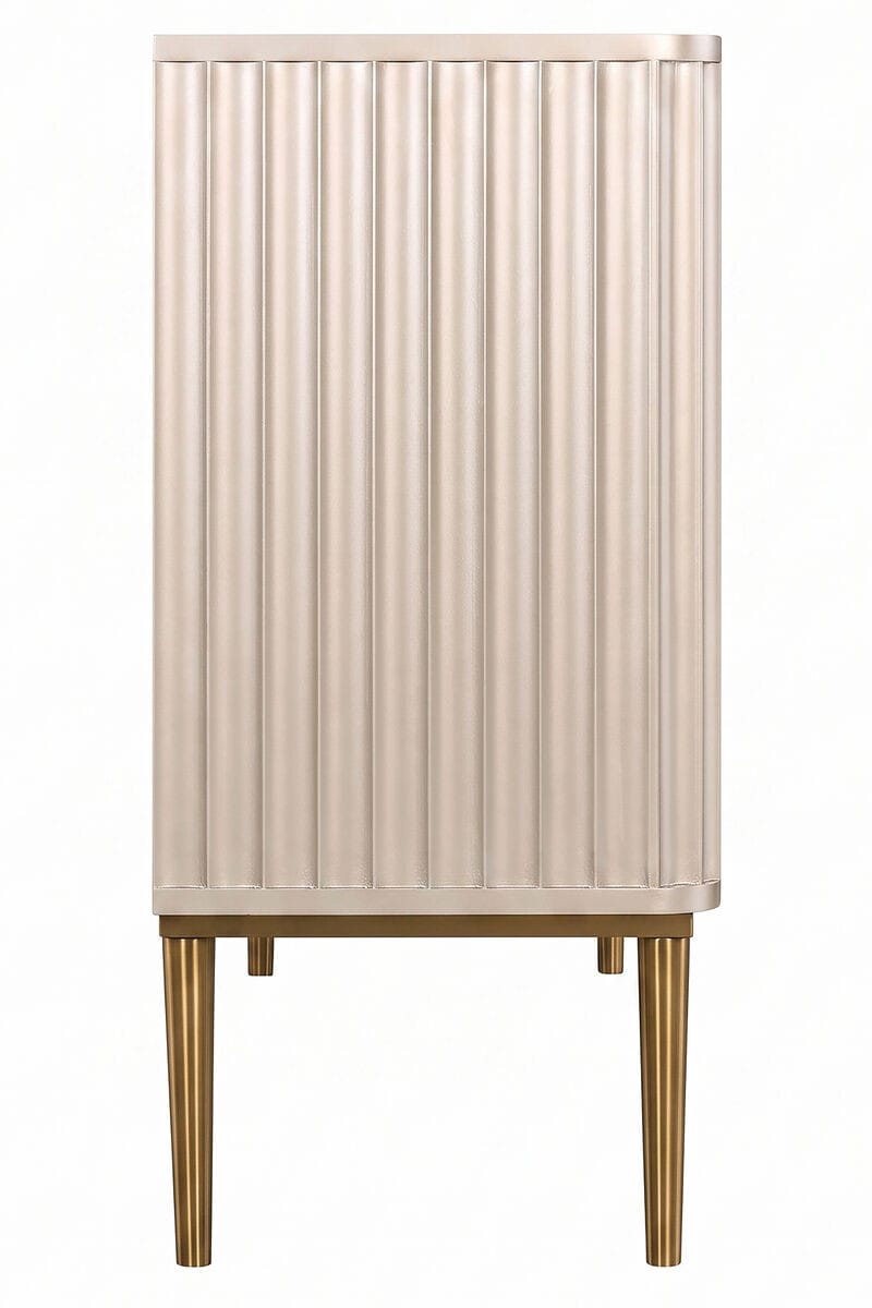 Esperance Living Dusino Champagne Gold Finish Three Door Flute Detail Sideboard House of Isabella UK