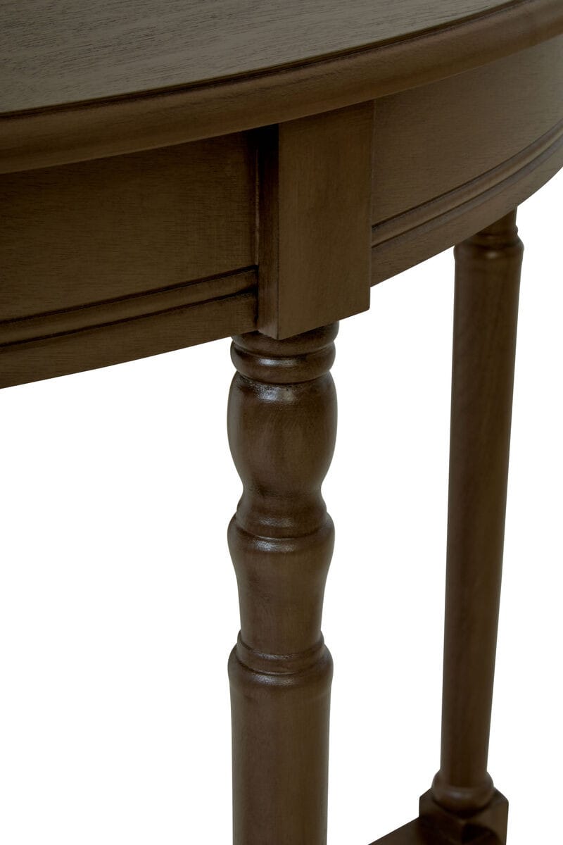 Esperance Living Heritage Dark Brown Half Moon Wooden Console Table House of Isabella UK