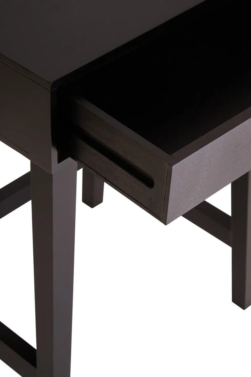 Esperance Living Heritage One Drawer Black Finish Wooden Side Table House of Isabella UK