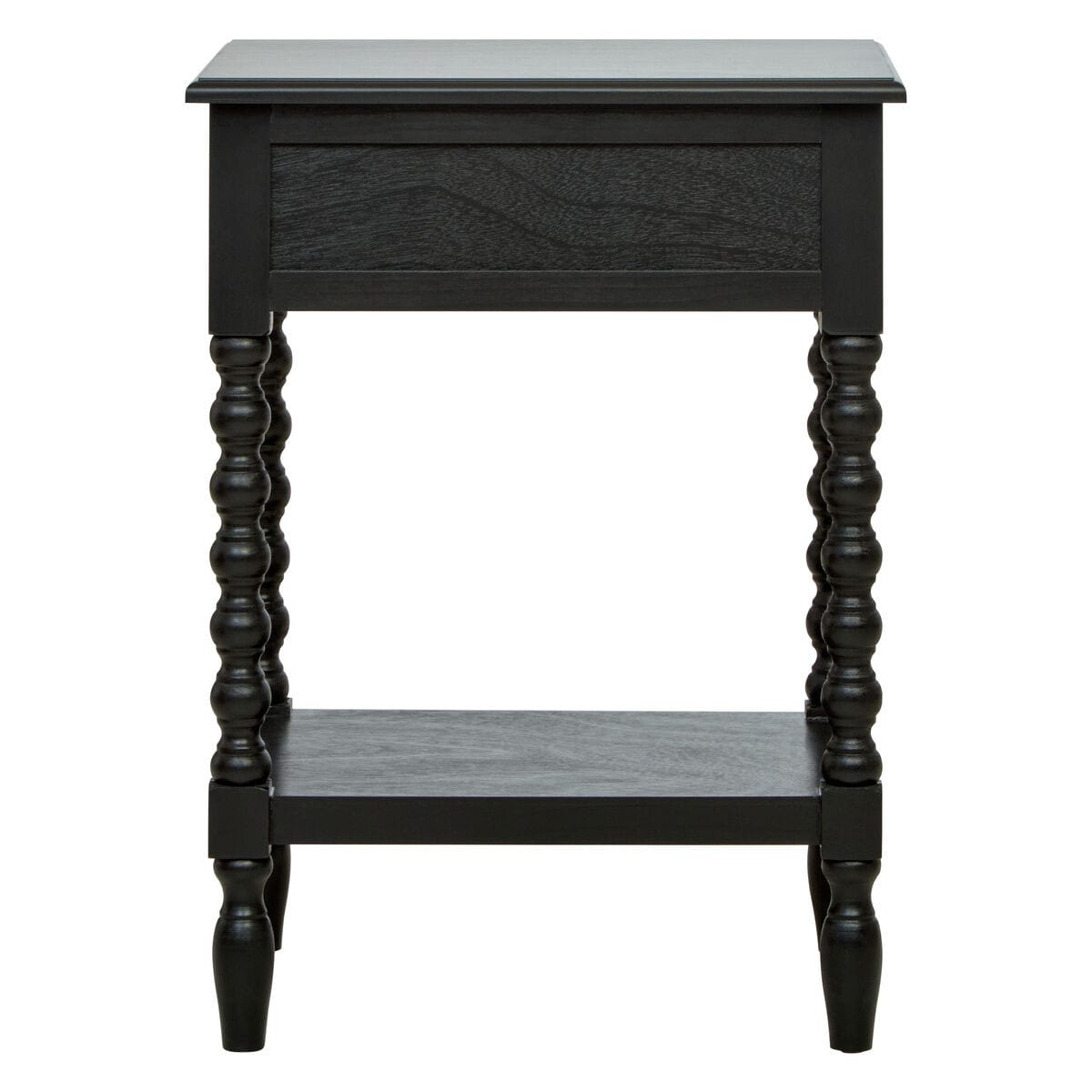 Esperance Living Heritage One Drawer Bobble Detail Black Wooden Bedside Table House of Isabella UK