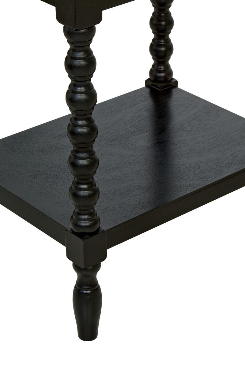 Esperance Living Heritage One Drawer Bobble Detail Black Wooden Bedside Table House of Isabella UK