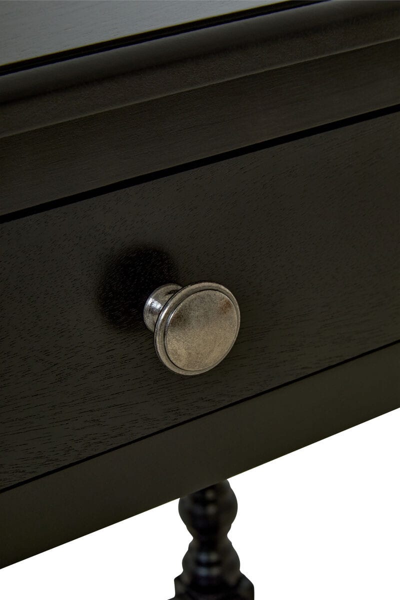 Esperance Living Heritage One Drawer Bobble Detail Black Wooden Bedside Table House of Isabella UK