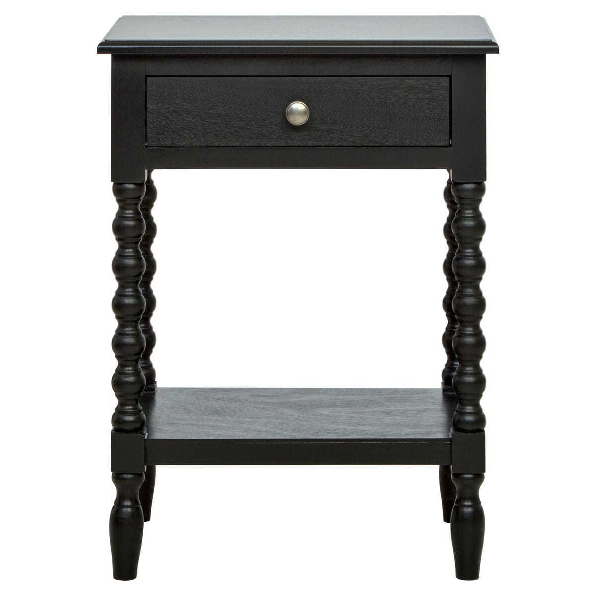 Esperance Living Heritage One Drawer Bobble Detail Black Wooden Bedside Table House of Isabella UK