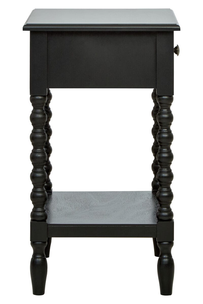 Esperance Living Heritage One Drawer Bobble Detail Black Wooden Bedside Table House of Isabella UK