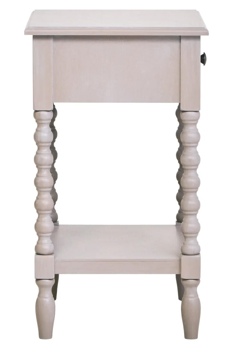 Esperance Living Heritage One Drawer Bobble Detail Grey Wooden Side Table House of Isabella UK