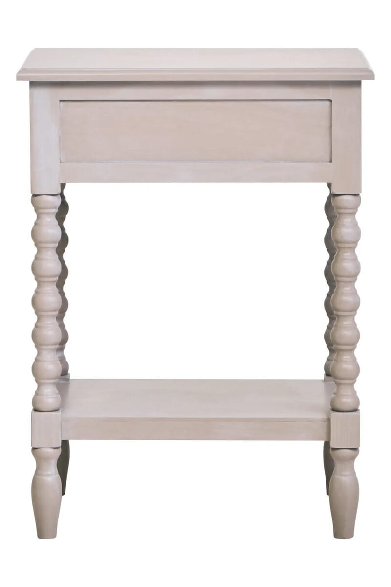 Esperance Living Heritage One Drawer Bobble Detail Grey Wooden Side Table House of Isabella UK