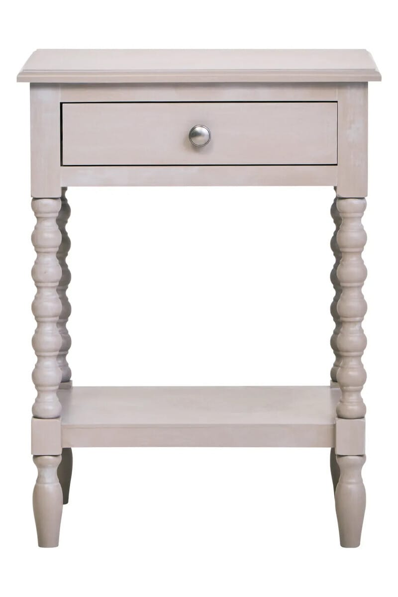 Esperance Living Heritage One Drawer Bobble Detail Grey Wooden Side Table House of Isabella UK