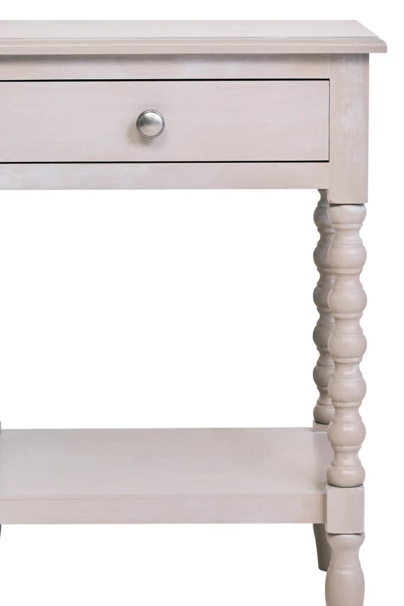 Esperance Living Heritage One Drawer Bobble Detail Grey Wooden Side Table House of Isabella UK