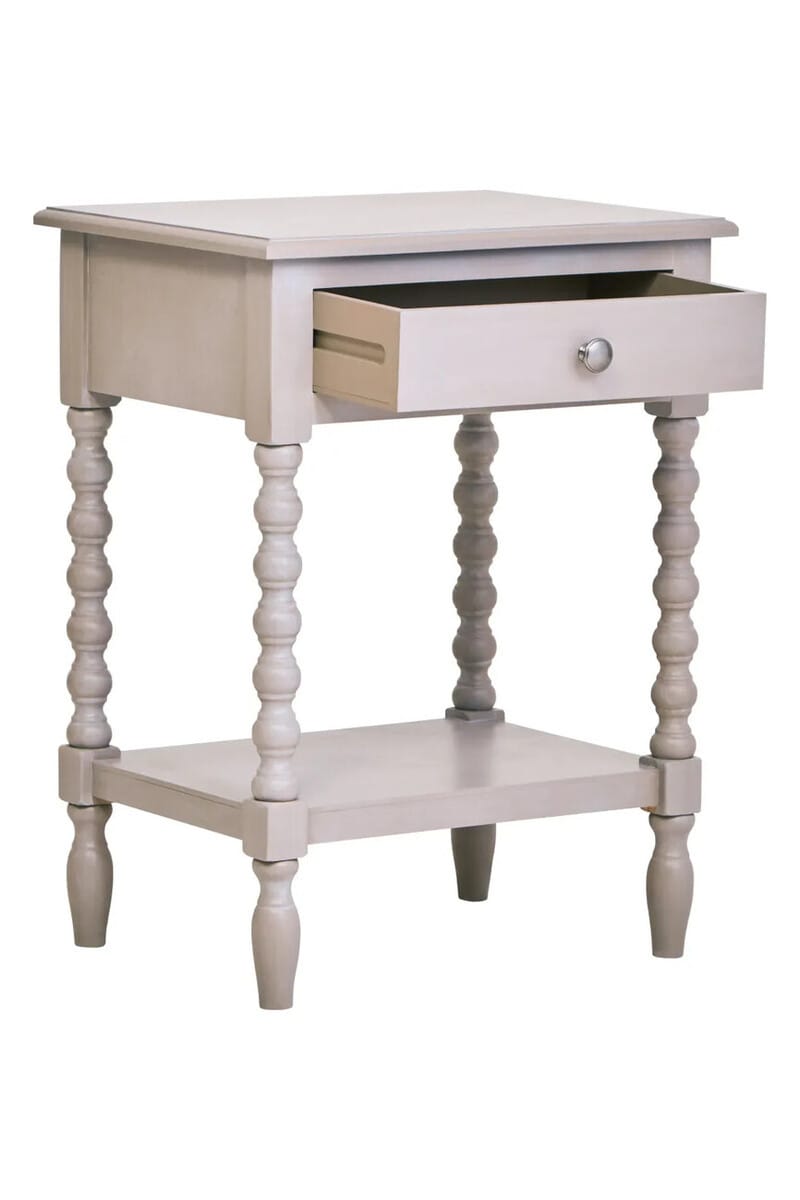 Esperance Living Heritage One Drawer Bobble Detail Grey Wooden Side Table House of Isabella UK