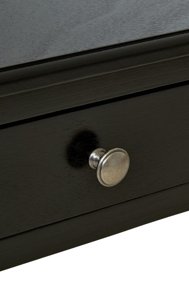 Esperance Living Heritage Two Drawer Bobble Detail Black Wooden Console Table House of Isabella UK