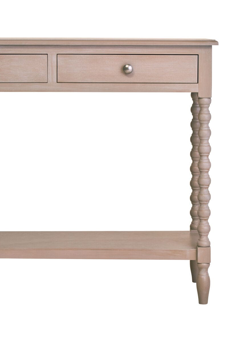 Esperance Living Heritage Two Drawer Bobble Detail Grey Wooden Console Table House of Isabella UK