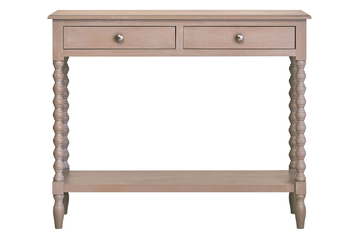 Esperance Living Heritage Two Drawer Bobble Detail Grey Wooden Console Table House of Isabella UK