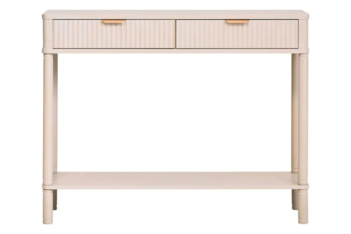 Esperance Living Heritage Two Drawer Reed Detail Taupe Wooden Console Table House of Isabella UK