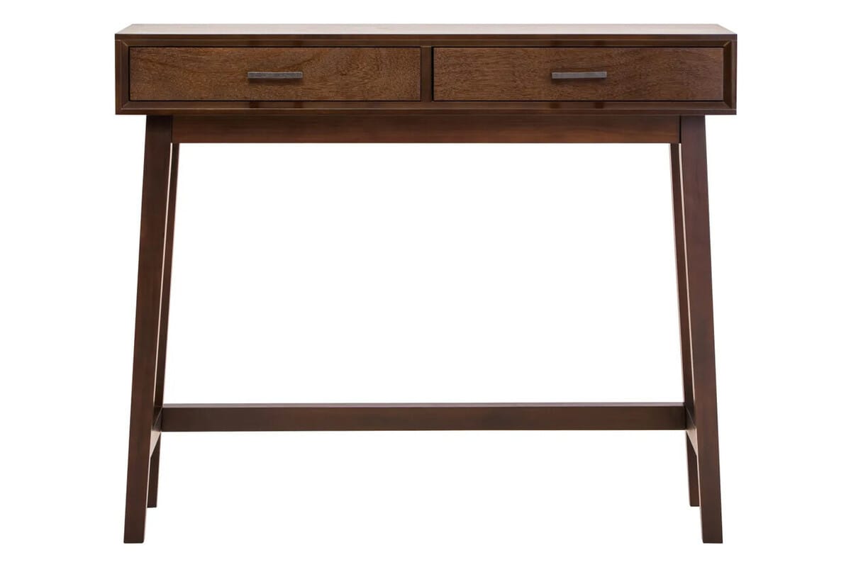 Esperance Living Heritage Two Drawer Walnut Finish Wood Console Table House of Isabella UK