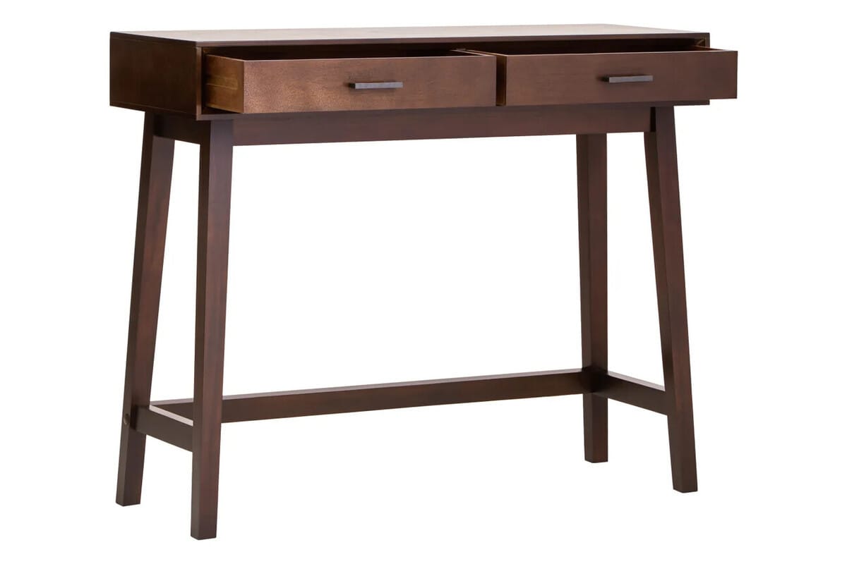 Esperance Living Heritage Two Drawer Walnut Finish Wood Console Table House of Isabella UK