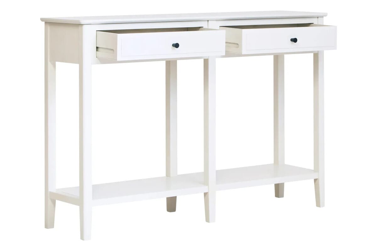 Esperance Living Heritage Two Drawer White Wooden Console Table House of Isabella UK