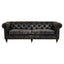 Esperance Living Hoxton Antique Black 3 Seat Chesterfield Leather Sofa House of Isabella UK