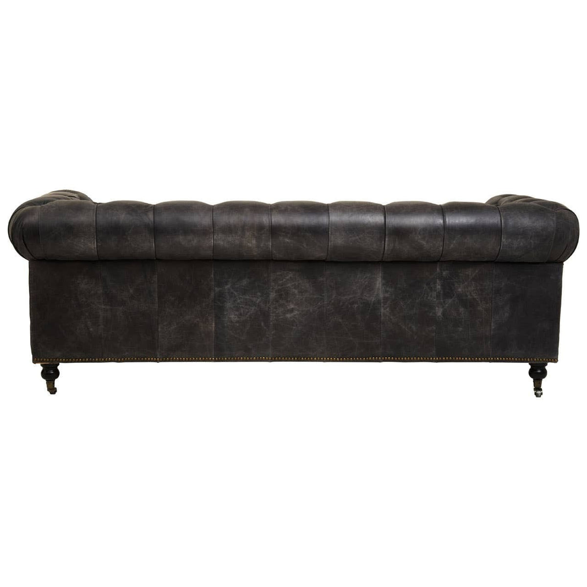 Esperance Living Hoxton Antique Black 3 Seat Chesterfield Leather Sofa House of Isabella UK