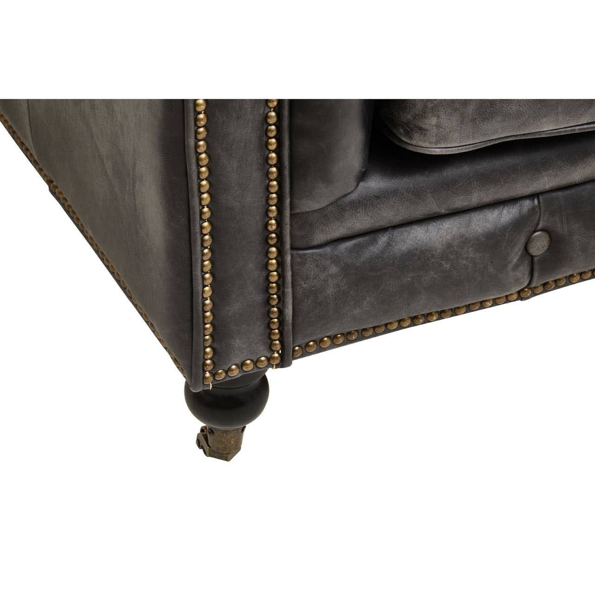 Esperance Living Hoxton Antique Black 3 Seat Chesterfield Leather Sofa House of Isabella UK