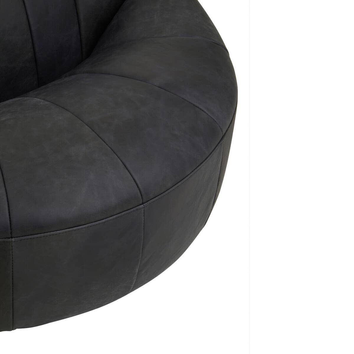 Esperance Living Hoxton Antique Black Leather Lounge Cocoon Chair House of Isabella UK