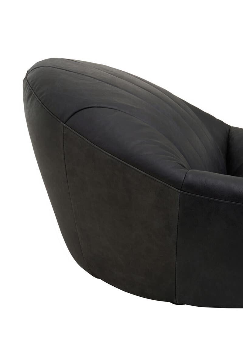 Esperance Living Hoxton Antique Black Leather Lounge Cocoon Chair House of Isabella UK