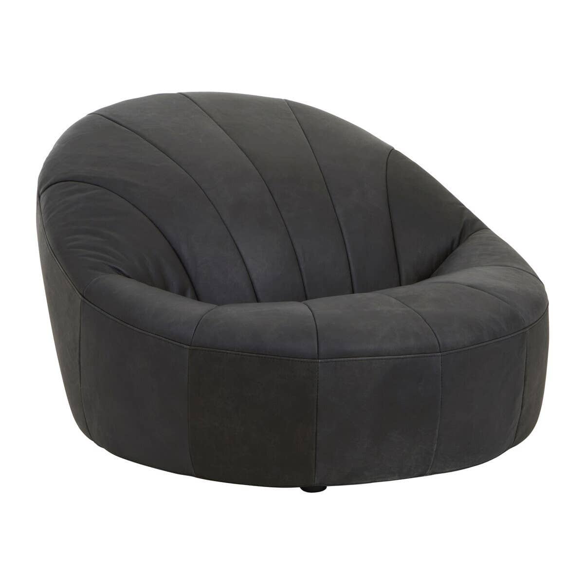 Esperance Living Hoxton Antique Black Leather Lounge Cocoon Chair House of Isabella UK